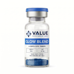 GLOW Blend 70mg vial with dark blue lyophilized powder